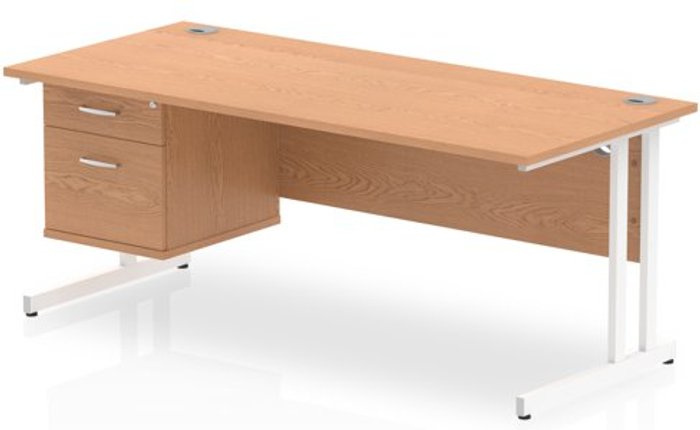 Office Monster | Impulse Impulse 1800 Rectangle White Cant Leg Desk OAK 1 x 2 Drawer Fixed Ped Impulse Impulse 1800 Rectangle White Cant Leg Desk OAK 1 x 2 Drawer Fixed Ped
