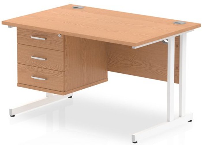 Office Monster | Impulse Impulse 1200 Rectangle White Cant Leg Desk OAK 1 x 3 Drawer Fixed Ped Impulse Impulse 1200 Rectangle White Cant Leg Desk OAK 1 x 3 Drawer Fixed Ped