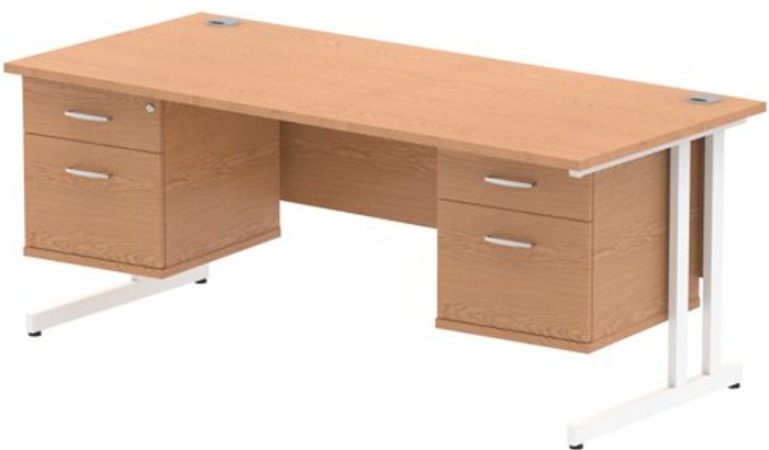 Office Monster | Impulse Impulse 1800 Rectangle White Cant Leg Desk OAK 2 x 2 Drawer Fixed Ped Impulse Impulse 1800 Rectangle White Cant Leg Desk OAK 2 x 2 Drawer Fixed Ped