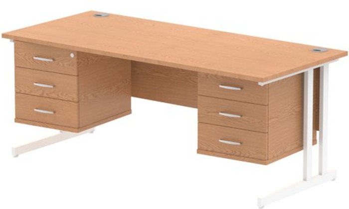 Office Monster | Impulse Impulse 1800 Rectangle White Cant Leg Desk OAK 2 x 3 Drawer Fixed Ped Impulse Impulse 1800 Rectangle White Cant Leg Desk OAK 2 x 3 Drawer Fixed Ped