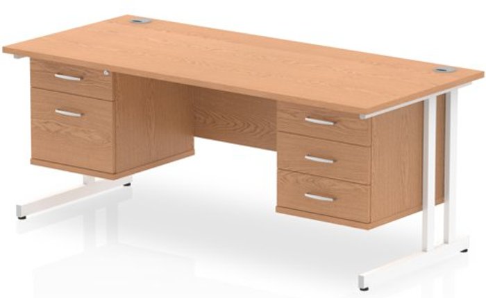 Office Monster | Impulse Impulse 1600 Rectangle White Cant Leg Desk OAK 1 x 2 Drawer 1 x 3 Drawer Fixed Ped Impulse Impulse 1600 Rectangle White Cant Leg Desk OAK 1 x 2 Drawer 1 x 3 Drawer Fixed Ped