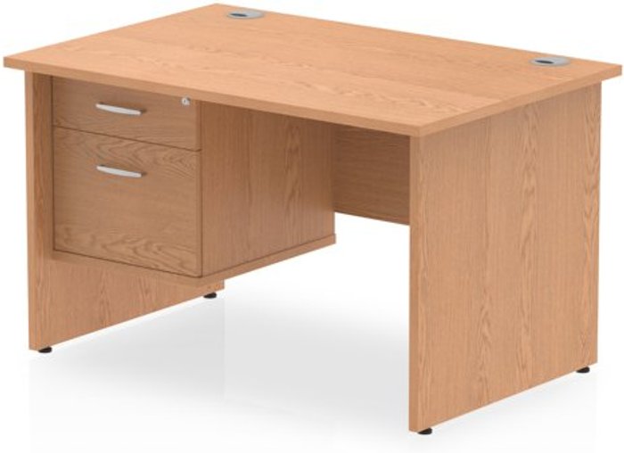 Office Monster | Impulse Impulse 1200 Rectangle Panel End Leg Desk OAK 1 x 2 Drawer Fixed Ped Impulse Impulse 1200 Rectangle Panel End Leg Desk OAK 1 x 2 Drawer Fixed Ped