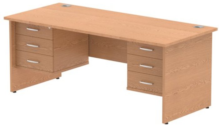 Office Monster | Impulse Impulse 1800 Rectangle Panel End Leg Desk OAK 2 x 3 Drawer Fixed Ped Impulse Impulse 1800 Rectangle Panel End Leg Desk OAK 2 x 3 Drawer Fixed Ped