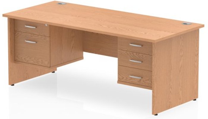 Office Monster | Impulse Impulse 1600 Rectangle Panel End Leg Desk OAK 1 x 2 Drawer 1 x 3 Drawer Fixed Ped Impulse Impulse 1600 Rectangle Panel End Leg Desk OAK 1 x 2 Drawer 1 x 3 Drawer Fixed Ped