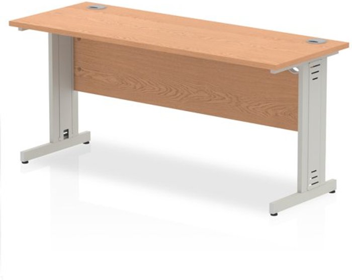 Office Monster | Impulse Impulse 1600/600 Rectangle Silver Cable Managed Leg Desk Oak Impulse Impulse 1600/600 Rectangle Silver Cable Managed Leg Desk Oak