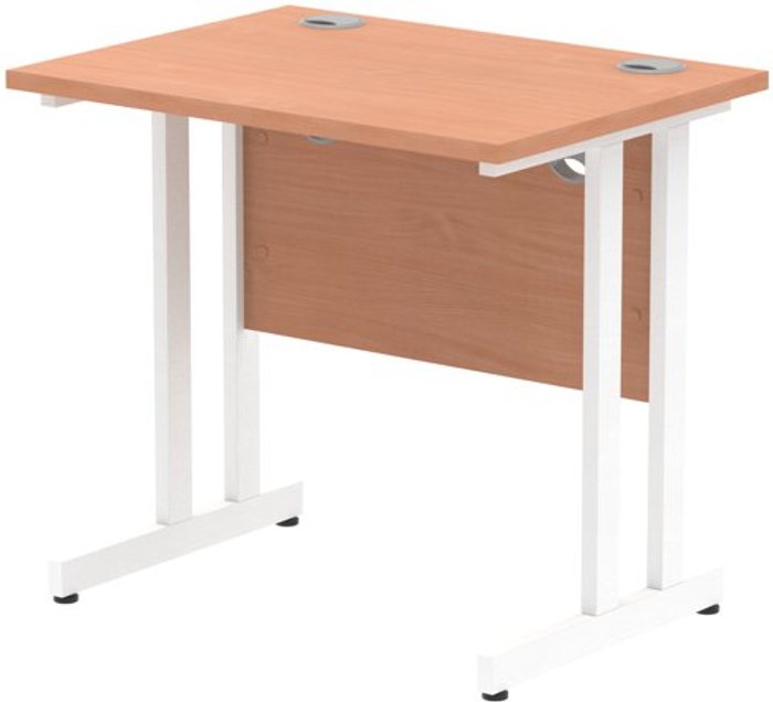 Office Monster | Impulse Impulse 800/600 Rectangle White Cantilever Leg Desk Beech Impulse Impulse 800/600 Rectangle White Cantilever Leg Desk Beech