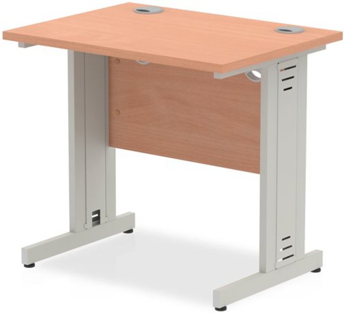 Office Monster | Impulse Impulse 800/600 Rectangle Silver Cable Managed Leg Desk Beech Impulse Impulse 800/600 Rectangle Silver Cable Managed Leg Desk Beech
