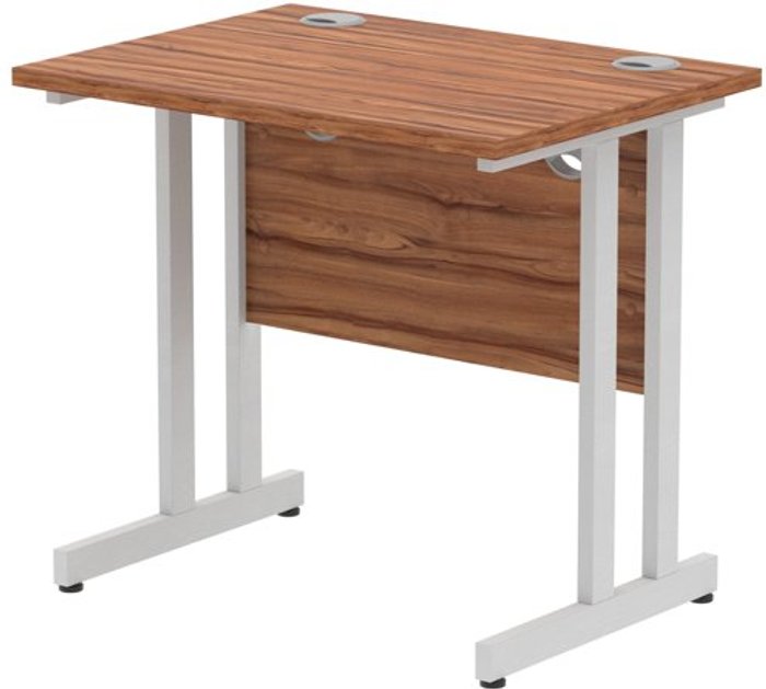 Office Monster | Impulse Impulse 800/600 Rectangle Silver Cantilever Leg Desk Walnut Impulse Impulse 800/600 Rectangle Silver Cantilever Leg Desk Walnut