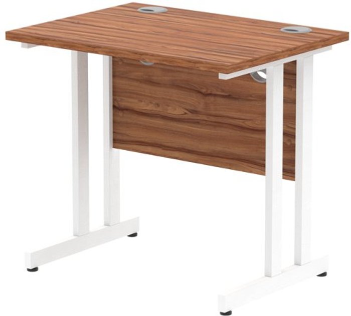 Office Monster | Impulse Impulse 800/600 Rectangle White Cantilever Leg Desk Walnut Impulse Impulse 800/600 Rectangle White Cantilever Leg Desk Walnut