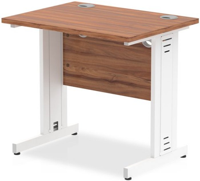 Office Monster | Impulse Impulse 800/600 Rectangle White Cable Managed Leg Desk Walnut Impulse Impulse 800/600 Rectangle White Cable Managed Leg Desk Walnut