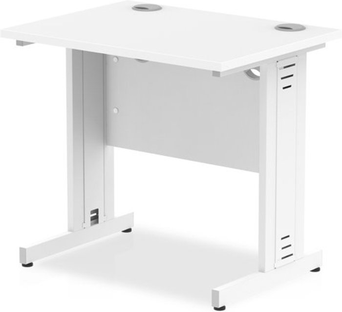 Office Monster | Impulse Impulse 800/600 Rectangle White Cable Managed Leg Desk White Impulse Impulse 800/600 Rectangle White Cable Managed Leg Desk White