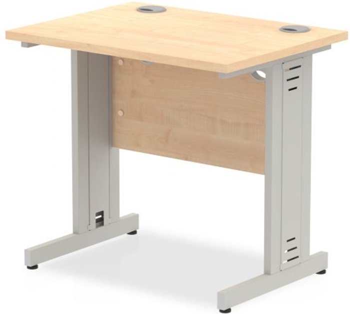 Office Monster | Impulse Impulse 800/600 Rectangle Silver Cable Managed Leg Desk Maple Impulse Impulse 800/600 Rectangle Silver Cable Managed Leg Desk Maple