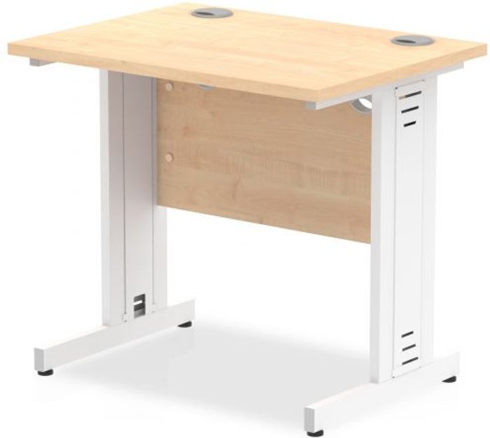 Office Monster | Impulse Impulse 800/600 Rectangle White Cable Managed Leg Desk Maple Impulse Impulse 800/600 Rectangle White Cable Managed Leg Desk Maple
