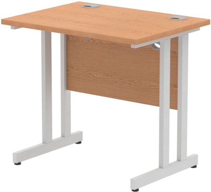 Office Monster | Impulse Impulse 800/600 Rectangle Silver Cantilever Leg Desk Oak Impulse Impulse 800/600 Rectangle Silver Cantilever Leg Desk Oak