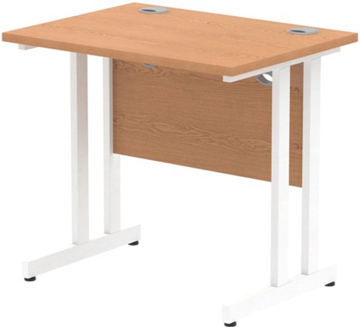 Office Monster | Impulse Impulse 800/600 Rectangle White Cantilever Leg Desk Oak Impulse Impulse 800/600 Rectangle White Cantilever Leg Desk Oak