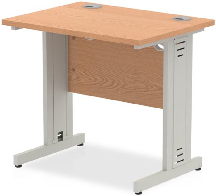 Office Monster | Impulse Impulse 800/600 Rectangle Silver Cable Managed Leg Desk Oak Impulse Impulse 800/600 Rectangle Silver Cable Managed Leg Desk Oak