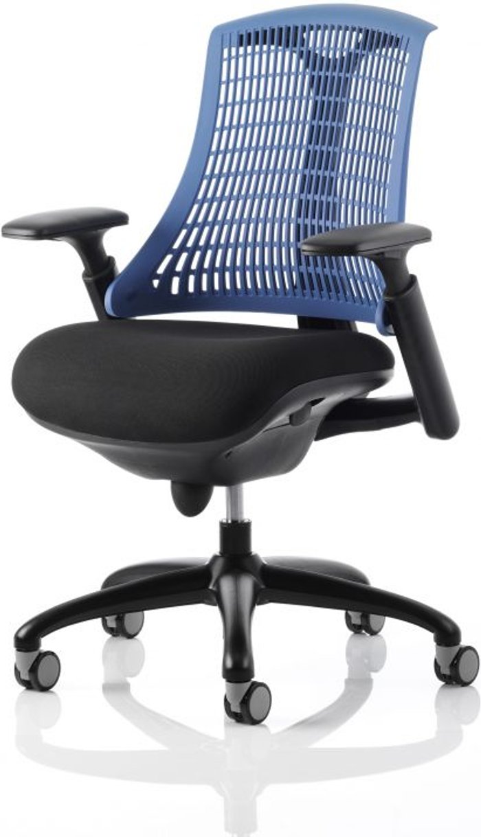 Office Monster | Flex Flex Task Operator Chair Black Frame With Black Fabric Seat Blue Back With Arms Flex Flex Task Operator Chair Black Frame With Black Fabric Seat Blue Back With Arms