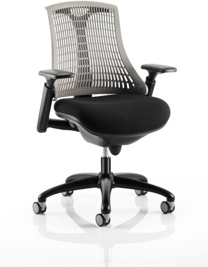 Office Monster | Flex Flex Task Operator Chair Black Frame With Black Fabric Seat Grey Back With Arms Flex Flex Task Operator Chair Black Frame With Black Fabric Seat Grey Back With Arms