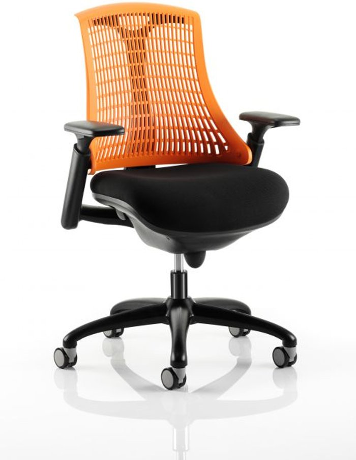 Office Monster | Flex Flex Task Operator Chair Black Frame With Black Fabric Seat Orange Back With Arms Flex Flex Task Operator Chair Black Frame With Black Fabric Seat Orange Back With Arms