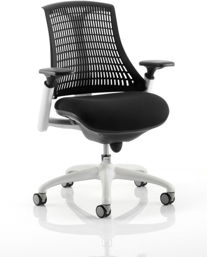 Office Monster | Flex Flex Task Operator Chair White Frame Black Fabric Seat With Black Back With Arms Flex Flex Task Operator Chair White Frame Black Fabric Seat With Black Back With Arms