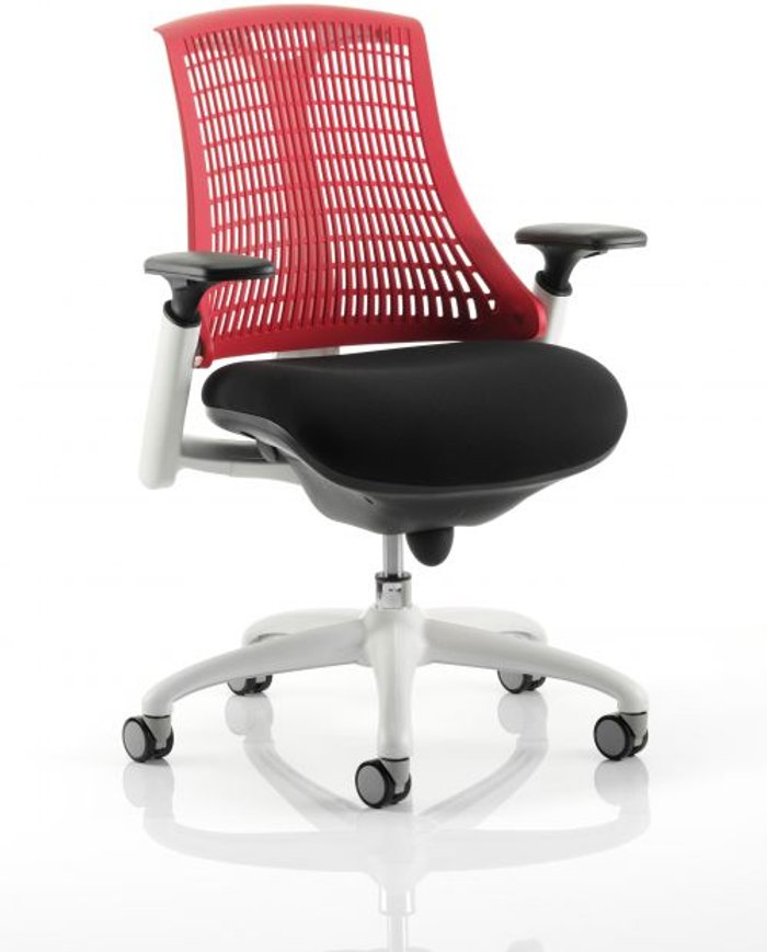 Office Monster | Flex Flex Task Operator Chair White Frame Black Fabric Seat With Red Back With Arms Flex Flex Task Operator Chair White Frame Black Fabric Seat With Red Back With Arms