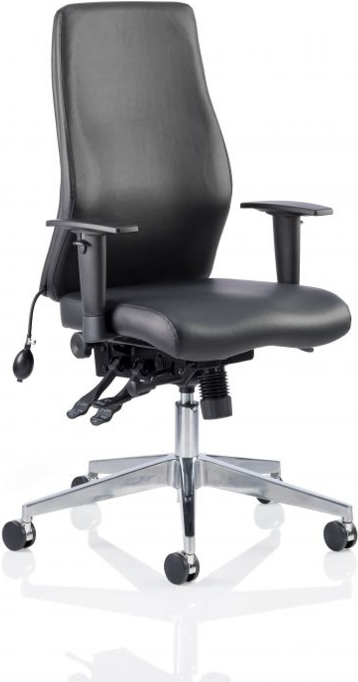 Office Monster | Onyx Onyx Ergo Posture Chair Black Bonded Leather Without Headrest With Arms Onyx Onyx Ergo Posture Chair Black Bonded Leather Without Headrest With Arms