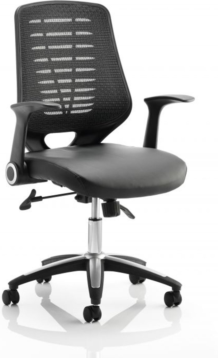 Office Monster | Relay Relay Task Operator Chair Leather Seat Black Back With Arms Relay Relay Task Operator Chair Leather Seat Black Back With Arms