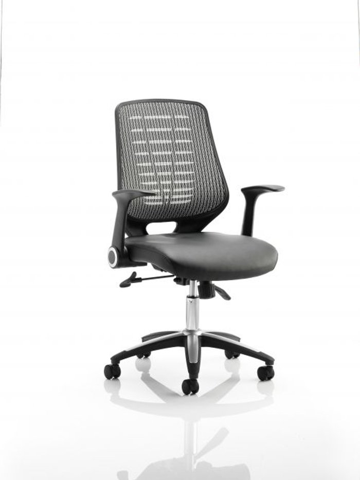 Office Monster | Relay Relay Task Operator Chair Leather Seat Silver Back With Arms Relay Relay Task Operator Chair Leather Seat Silver Back With Arms