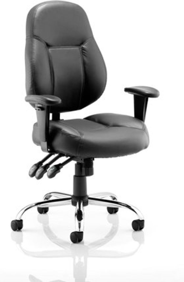 Office Monster | Storm Storm Task Operator Chair Black Bonded Leather With Arms Storm Storm Task Operator Chair Black Bonded Leather With Arms