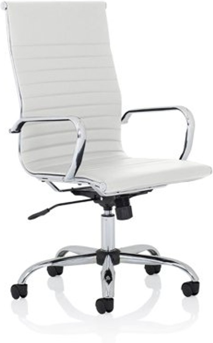 Office Monster | Nola Nola High Back White Soft Bonded Leather Executive Chair Nola Nola High Back White Soft Bonded Leather Executive Chair