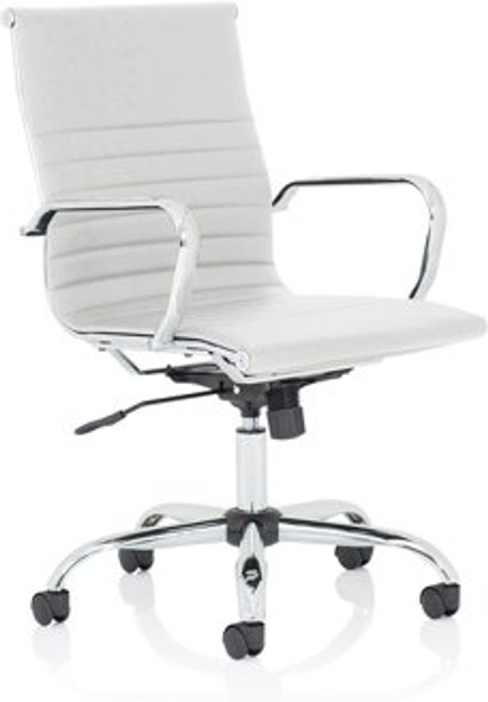Office Monster | Nola Nola Medium Back White Soft Bonded Leather Executive Chair Nola Nola Medium Back White Soft Bonded Leather Executive Chair