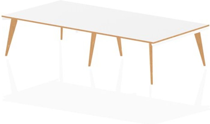 Office Monster | Oslo Oslo White Frame Wooden Leg Rectangular Boardroom Table 3200 White With Natural Wood Edge (2 pod) Oslo Oslo White Frame Wooden Leg Rectangular Boardroom Table 3200 White With Natural Wood Edge (2 pod)