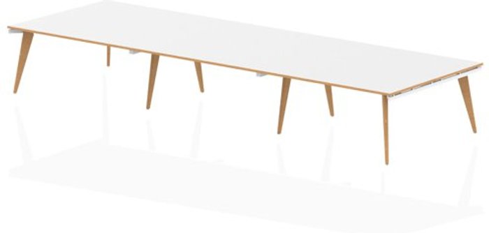 Office Monster | Oslo Oslo White Frame Wooden Leg Rectangular Boardroom Table 4800 White With Natural Wood Edge (3 pod) Oslo Oslo White Frame Wooden Leg Rectangular Boardroom Table 4800 White With Natural Wood Edge (3 pod)