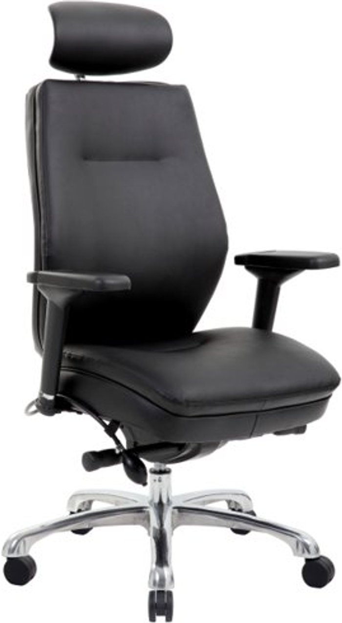 Office Monster | Domino Domino Black Bonded Leather With Arms & Headrest Domino Domino Black Bonded Leather With Arms & Headrest