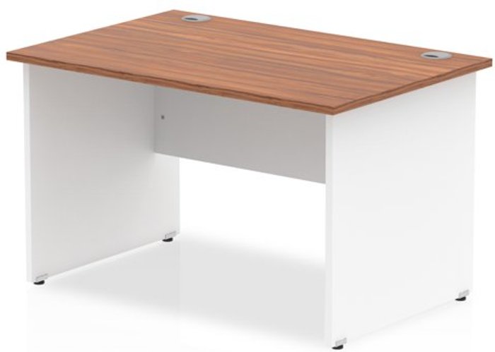 Office Monster | Impulse Impulse Panel End 1200 Rectangle Desk Walnut Top White Panels Impulse Impulse Panel End 1200 Rectangle Desk Walnut Top White Panels
