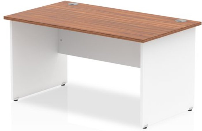 Office Monster | Impulse Impulse Panel End 1400 Rectangle Desk Walnut Top White Panels Impulse Impulse Panel End 1400 Rectangle Desk Walnut Top White Panels