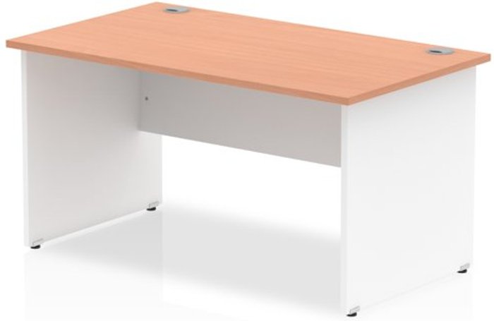 Office Monster | Impulse Impulse Panel End 1400 Rectangle Desk Beech Top White Panels Impulse Impulse Panel End 1400 Rectangle Desk Beech Top White Panels