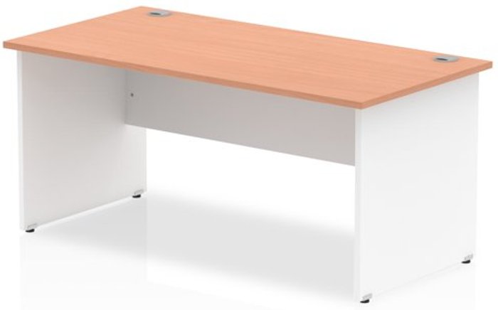 Office Monster | Impulse Impulse Panel End 1600 Rectangle Desk Beech Top White Panels Impulse Impulse Panel End 1600 Rectangle Desk Beech Top White Panels