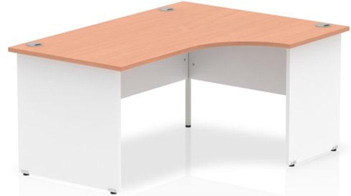 Office Monster | Impulse Impulse Panel End 1600 Right Hand Crescent Desk Beech Top White Panels Impulse Impulse Panel End 1600 Right Hand Crescent Desk Beech Top White Panels
