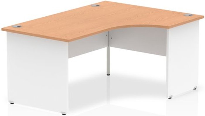 Office Monster | Impulse Impulse Panel End 1600 Right Hand Crescent Desk Oak Top White Panels Impulse Impulse Panel End 1600 Right Hand Crescent Desk Oak Top White Panels