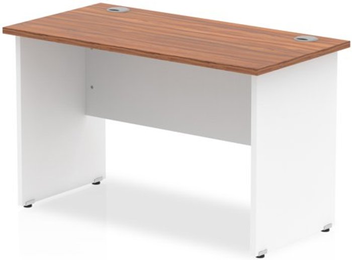 Office Monster | Impulse Impulse Panel End 1200/600 Rectangle Desk Walnut Top White Panels Impulse Impulse Panel End 1200/600 Rectangle Desk Walnut Top White Panels