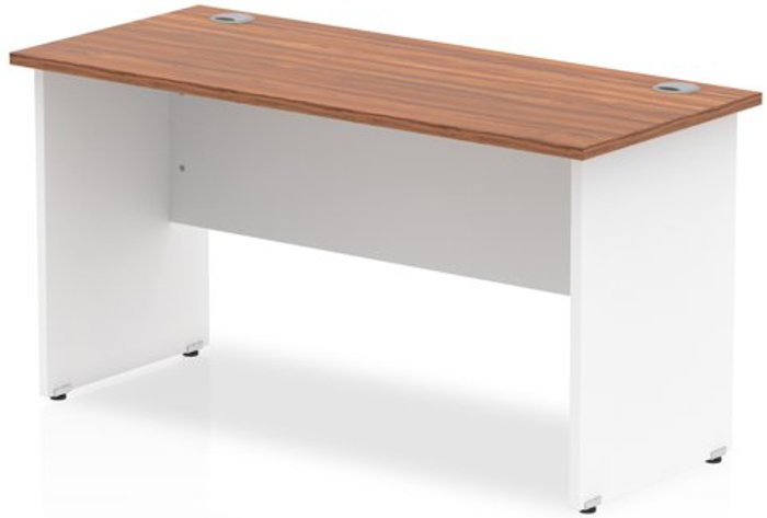Office Monster | Impulse Impulse Panel End 1400/600 Rectangle Desk Walnut Top White Panels Impulse Impulse Panel End 1400/600 Rectangle Desk Walnut Top White Panels