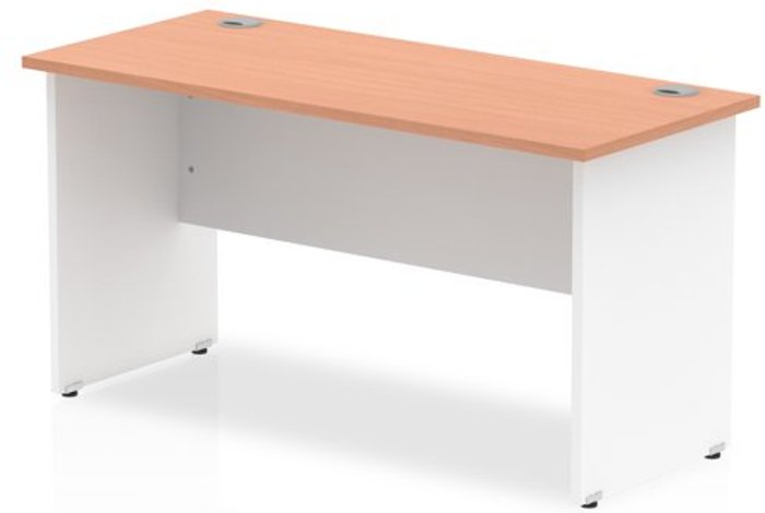 Office Monster | Impulse Impulse Panel End 1400/600 Rectangle Desk Beech Top White Panels Impulse Impulse Panel End 1400/600 Rectangle Desk Beech Top White Panels
