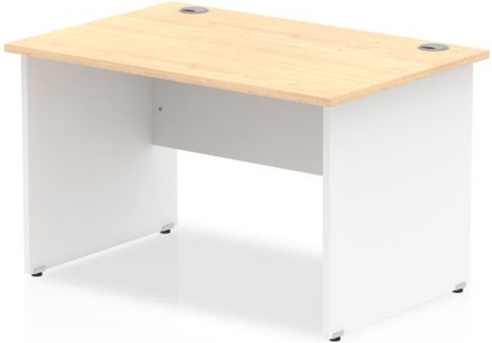 Office Monster | Impulse Impulse Panel End 1200 Rectangle Desk Maple Top White Panels Impulse Impulse Panel End 1200 Rectangle Desk Maple Top White Panels