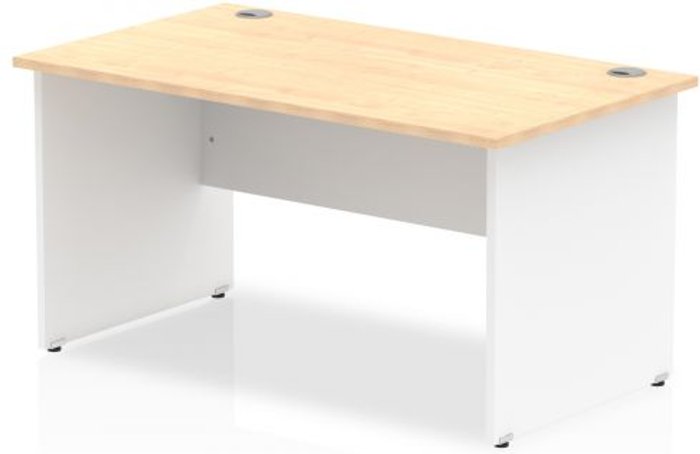 Office Monster | Impulse Impulse Panel End 1400 Rectangle Desk Maple Top White Panels Impulse Impulse Panel End 1400 Rectangle Desk Maple Top White Panels