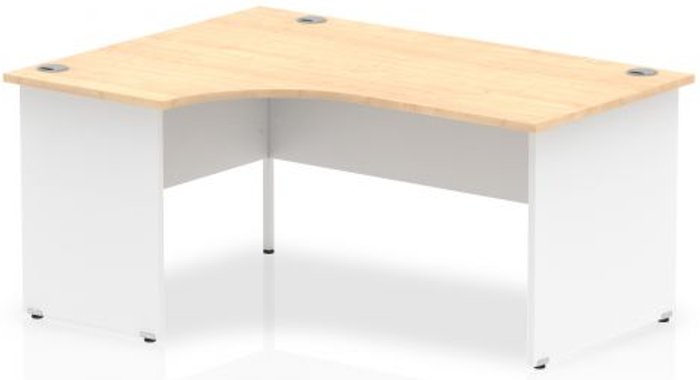 Office Monster | Impulse Impulse Panel End 1600 Left Hand Crescent Desk Maple Top White Panels Impulse Impulse Panel End 1600 Left Hand Crescent Desk Maple Top White Panels