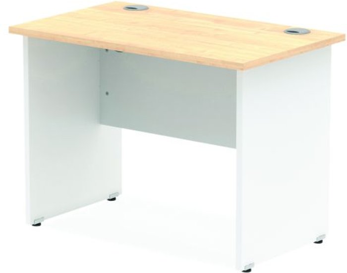 Office Monster | Impulse Impulse Panel End 1000/600 Rectangle Desk Maple Top White Panels Impulse Impulse Panel End 1000/600 Rectangle Desk Maple Top White Panels