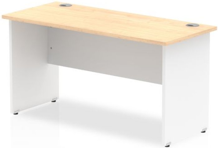Office Monster | Impulse Impulse Panel End 1400/600 Rectangle Desk Maple Top White Panels Impulse Impulse Panel End 1400/600 Rectangle Desk Maple Top White Panels