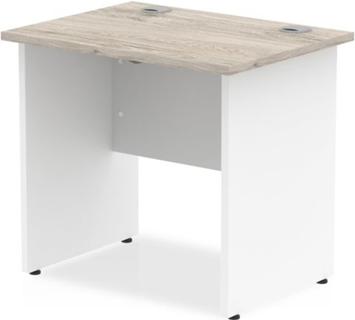 Office Monster | Impulse Impulse Panel End 800/600 Rectangle Desk Grey Oak Top White Panels Impulse Impulse Panel End 800/600 Rectangle Desk Grey Oak Top White Panels