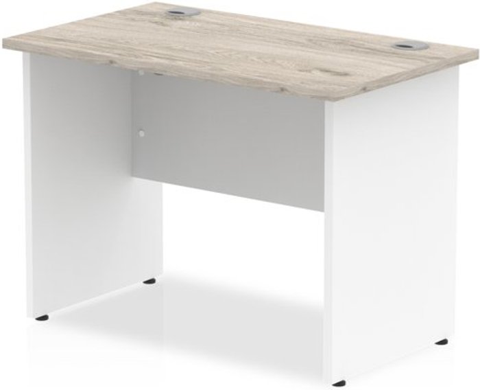 Office Monster | Impulse Impulse Panel End 1000/600 Rectangle Desk Grey Oak Top White Panels Impulse Impulse Panel End 1000/600 Rectangle Desk Grey Oak Top White Panels